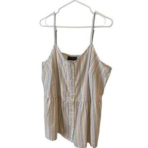 LANE BRYANT Spaghetti-Strap Button Front Striped Babydoll Top Sz 20 NEW WITH TAG